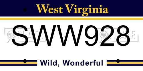 SWW928 West Virginia License Plate