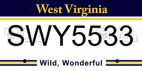 SWY5533 West Virginia License Plate