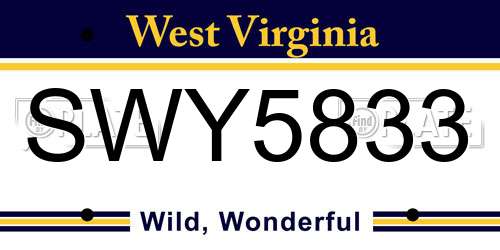 SWY5833 West Virginia License Plate