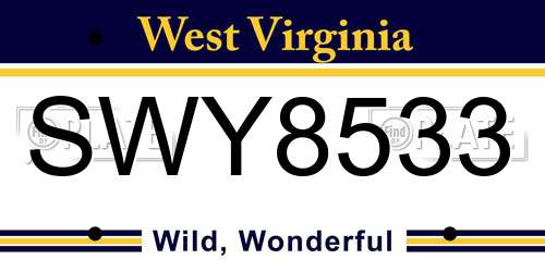 SWY8533 West Virginia License Plate