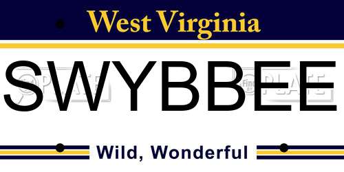 SWYBBEE West Virginia License Plate
