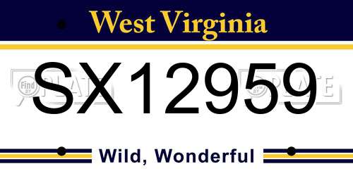 SX12959 West Virginia License Plate