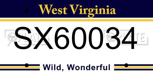 SX60034 West Virginia License Plate