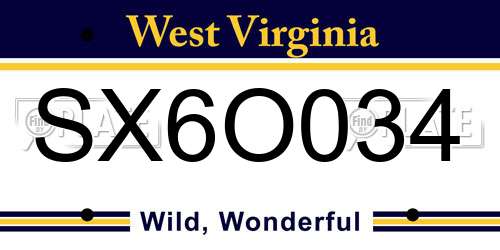 SX6O034 West Virginia License Plate