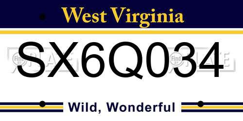 SX6Q034 West Virginia License Plate
