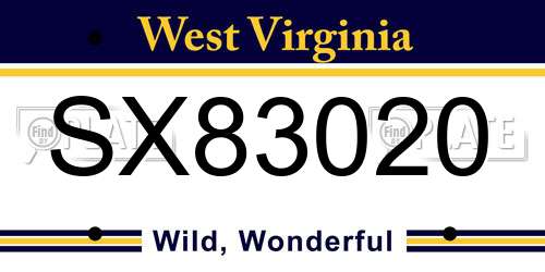 SX83020 West Virginia License Plate