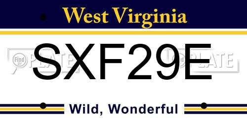 SXF29E West Virginia License Plate