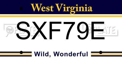 SXF79E West Virginia License Plate