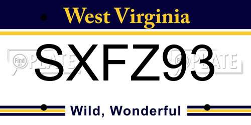SXFZ93 West Virginia License Plate