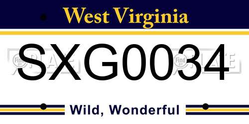 SXG0034 West Virginia License Plate