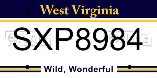 SXP8984 West Virginia License Plate