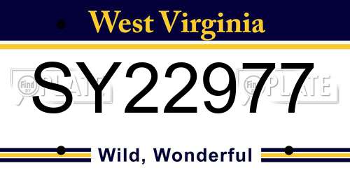 SY22977 West Virginia License Plate