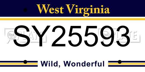SY25593 West Virginia License Plate