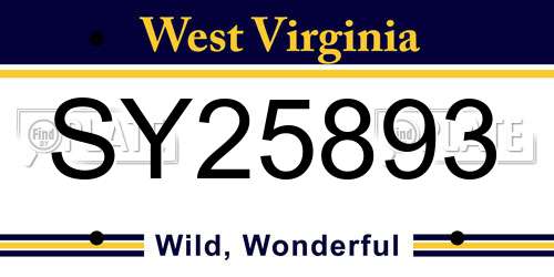 SY25893 West Virginia License Plate