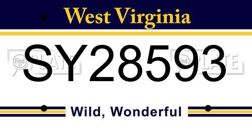 SY28593 West Virginia License Plate