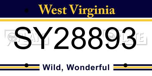 SY28893 West Virginia License Plate
