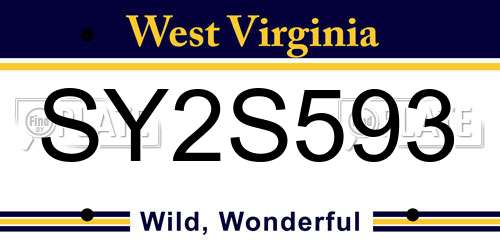 SY2S593 West Virginia License Plate