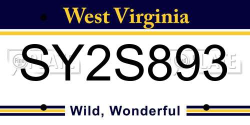 SY2S893 West Virginia License Plate