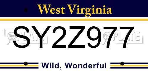SY2Z977 West Virginia License Plate