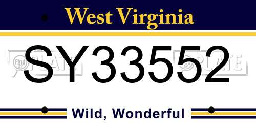 SY33552 West Virginia License Plate