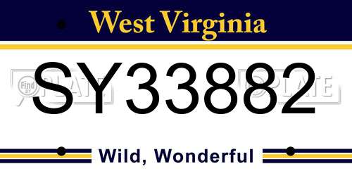 SY33882 West Virginia License Plate
