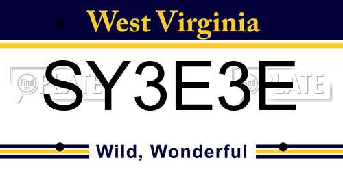 SY3E3E West Virginia License Plate