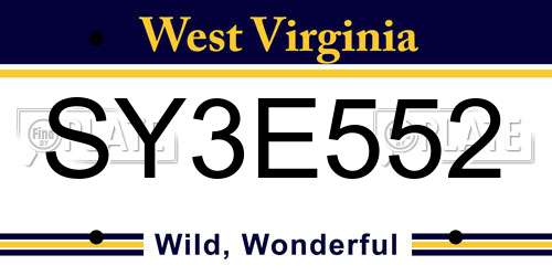 SY3E552 West Virginia License Plate