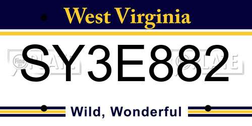SY3E882 West Virginia License Plate