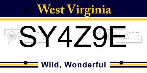 SY4Z9E West Virginia License Plate