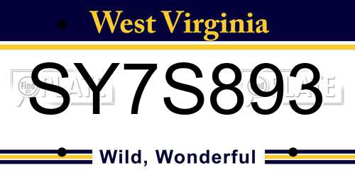 SY7S893 West Virginia License Plate