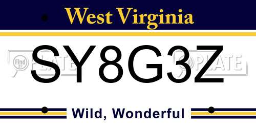 SY8G3Z West Virginia License Plate