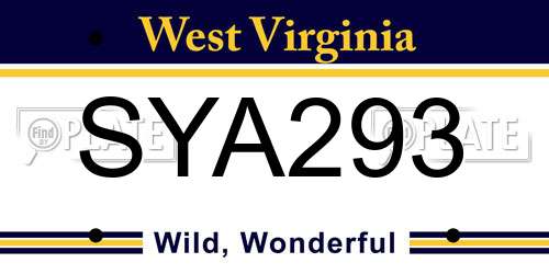 SYA293 West Virginia License Plate