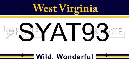 SYAT93 West Virginia License Plate
