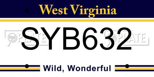 SYB632 West Virginia License Plate