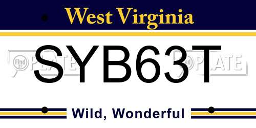 SYB63T West Virginia License Plate