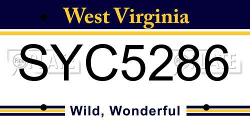 SYC5286 West Virginia License Plate