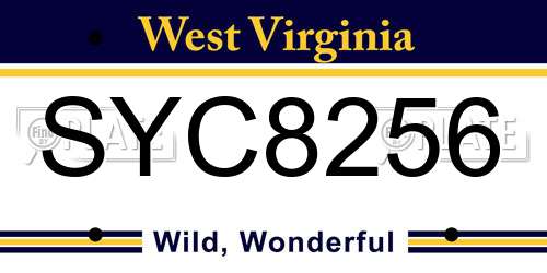 SYC8256 West Virginia License Plate