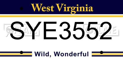 SYE3552 West Virginia License Plate