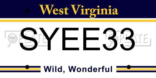 SYEE33 West Virginia License Plate