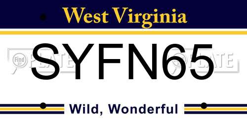 SYFN65 West Virginia License Plate