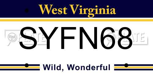 SYFN68 West Virginia License Plate