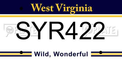 SYR422 West Virginia License Plate
