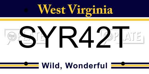 SYR42T West Virginia License Plate