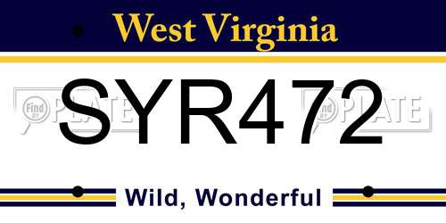 SYR472 West Virginia License Plate