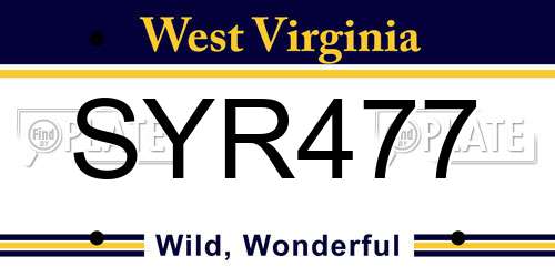SYR477 West Virginia License Plate