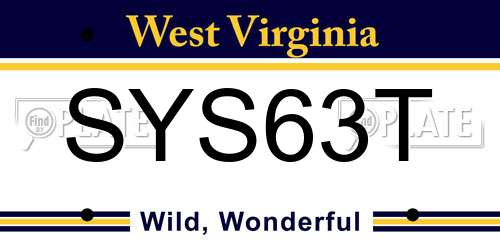 SYS63T West Virginia License Plate