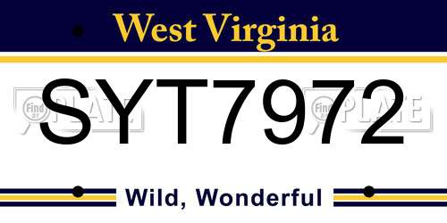SYT7972 West Virginia License Plate