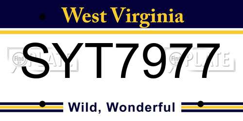 SYT7977 West Virginia License Plate