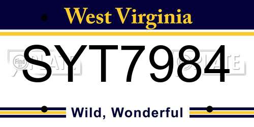 SYT7984 West Virginia License Plate
