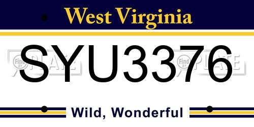 SYU3376 West Virginia License Plate